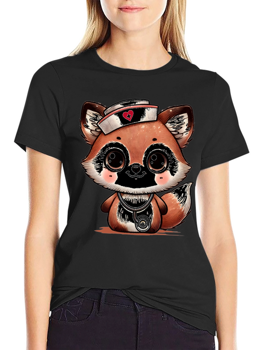 Cute Cartoon Fox Nurse T-Shirt