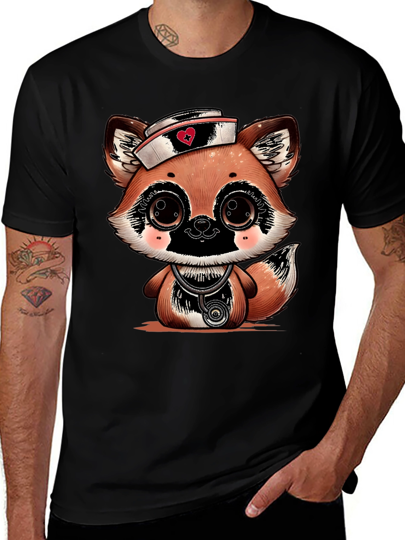 Cute Cartoon Fox Nurse T-Shirt