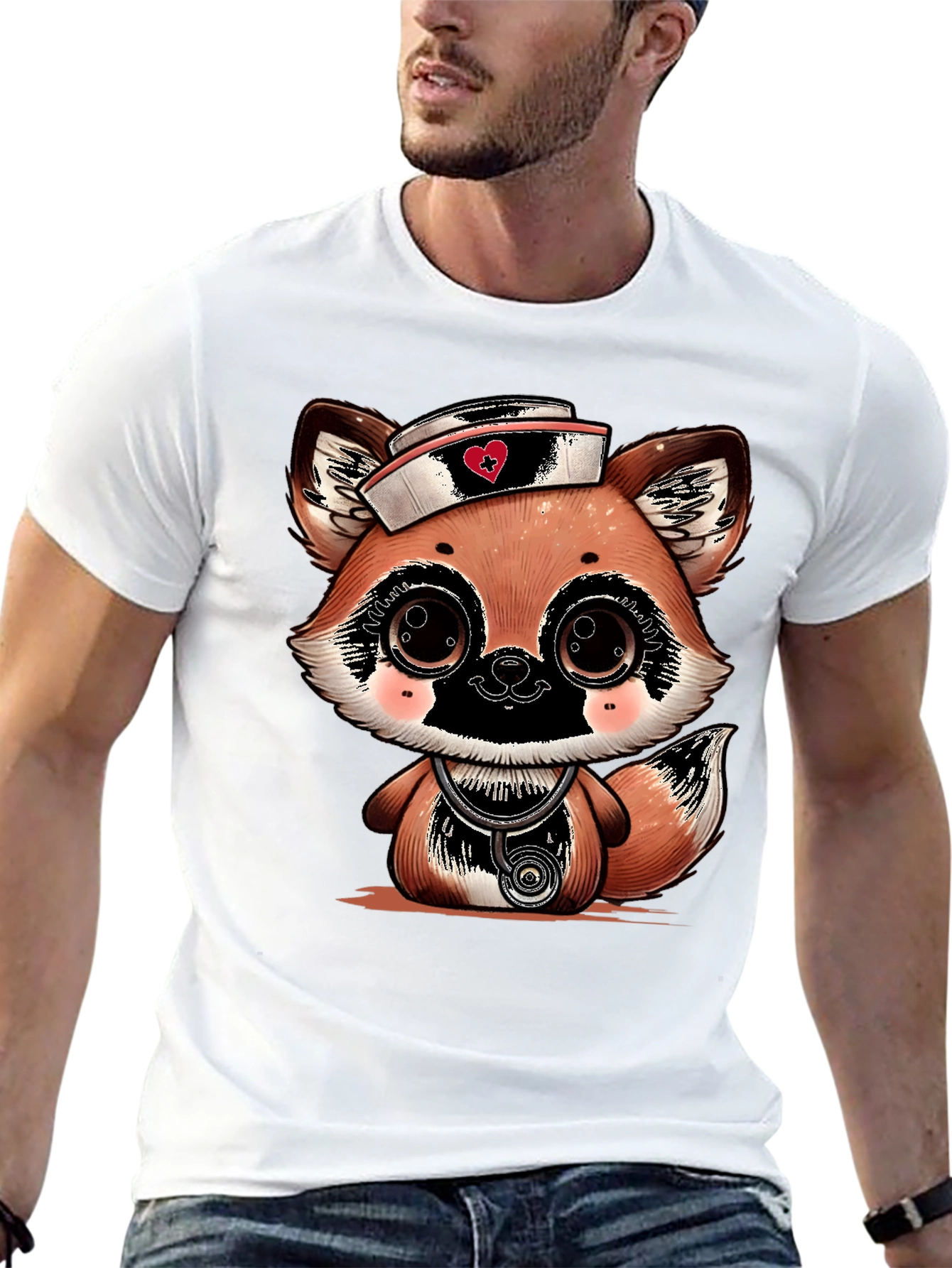 Cute Cartoon Fox Nurse T-Shirt