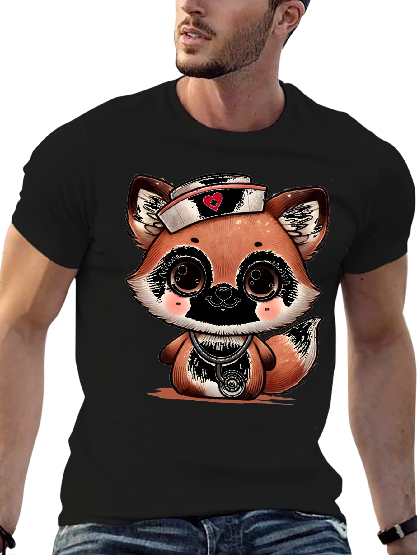 Cute Cartoon Fox Nurse T-Shirt