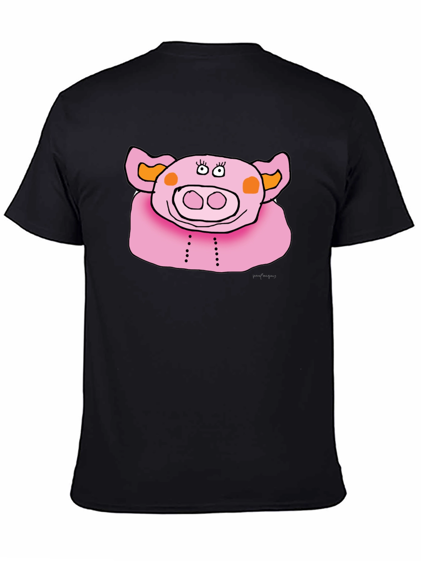Fun Pig Graphic Tee - Mens Black Cotton T-Shirt