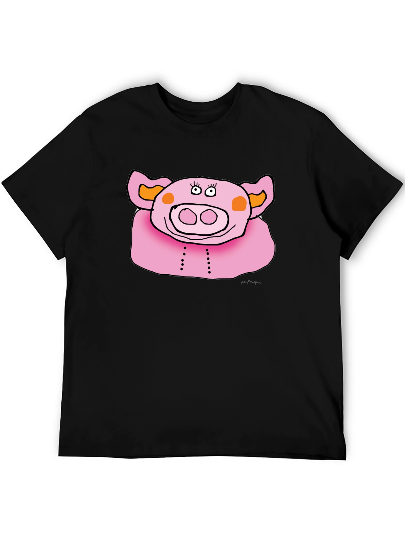 Fun Pig Graphic Tee - Mens Black Cotton T-Shirt