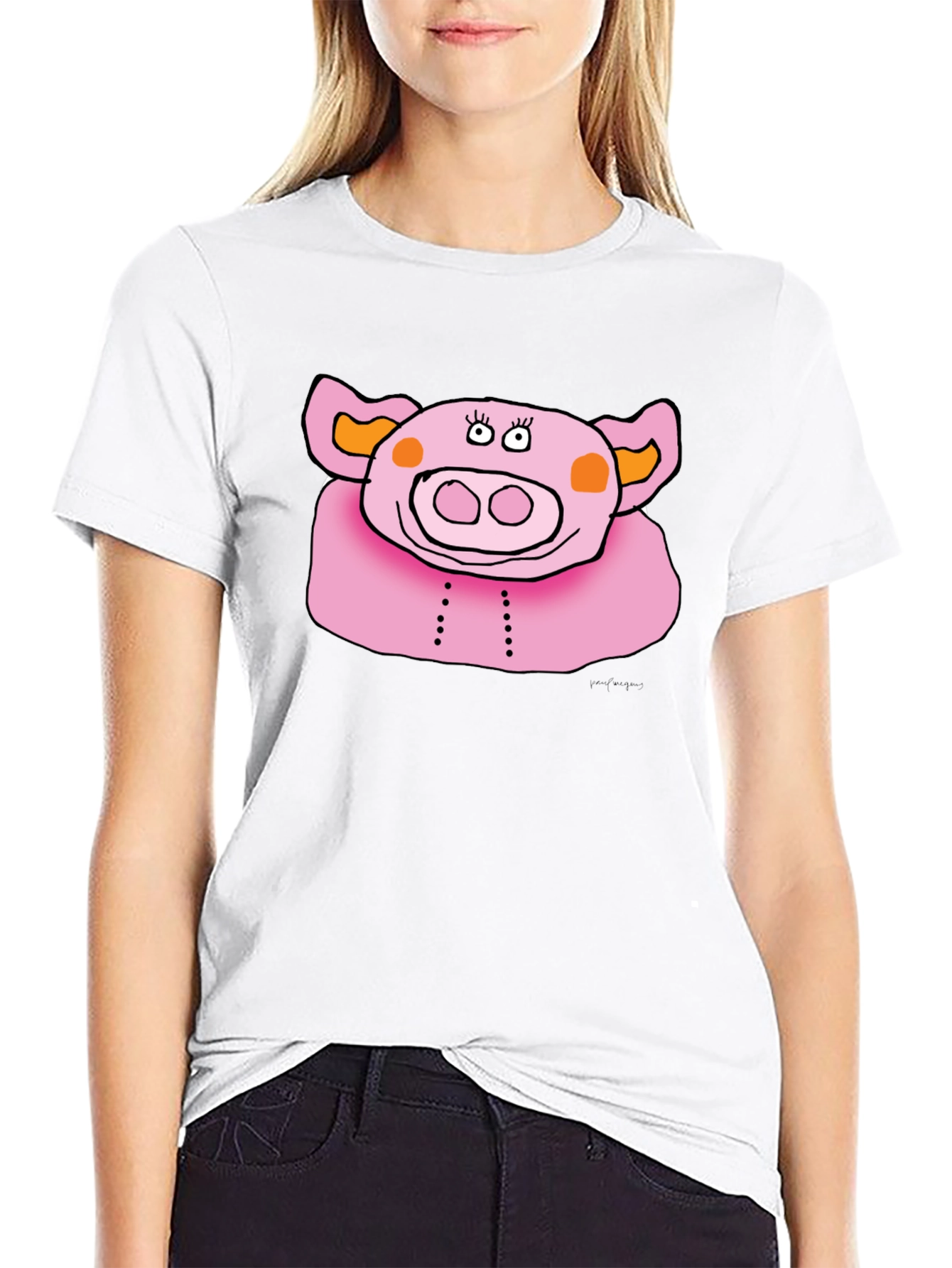 Fun Pig Graphic Tee - Mens Black Cotton T-Shirt