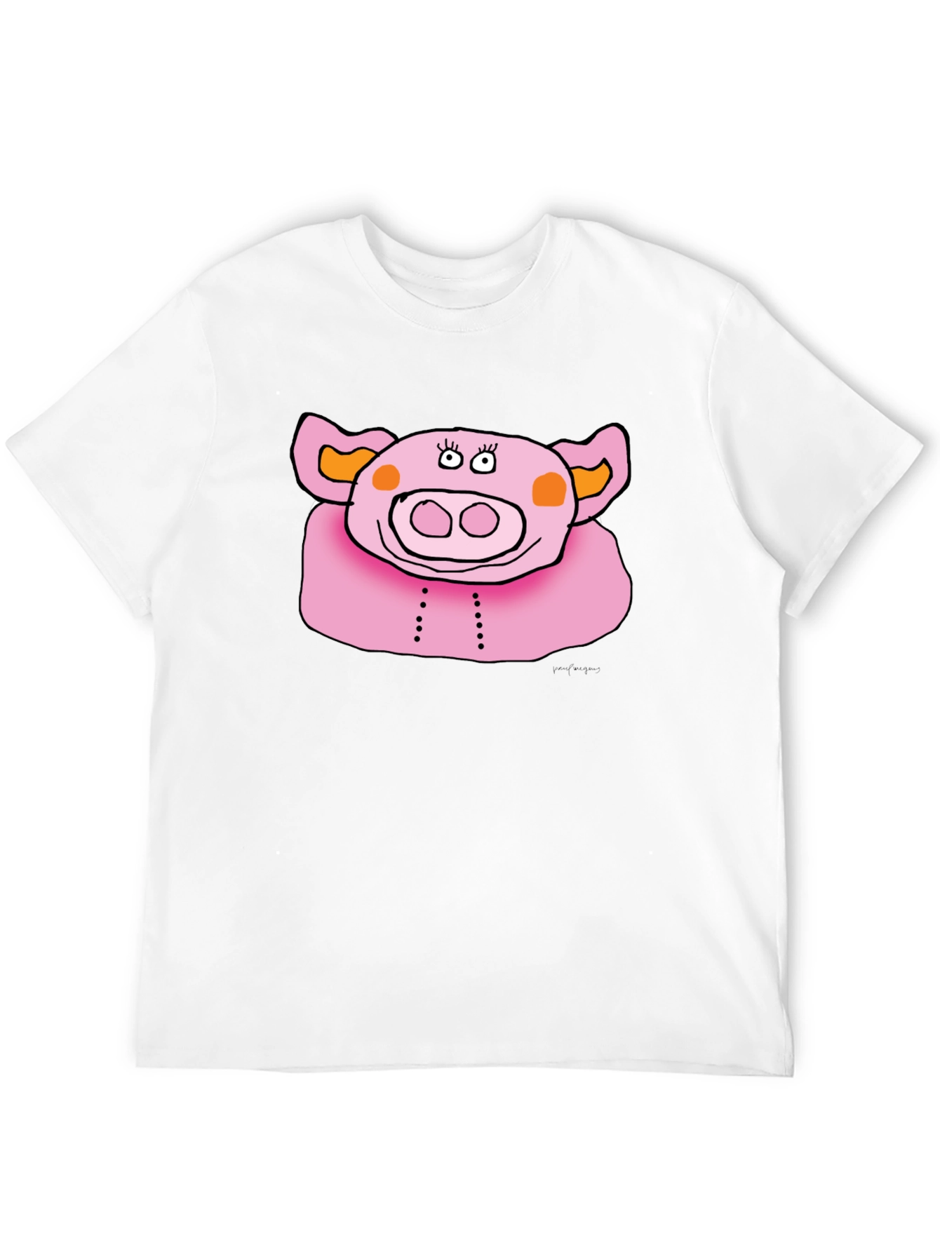 Fun Pig Graphic Tee - Mens Black Cotton T-Shirt