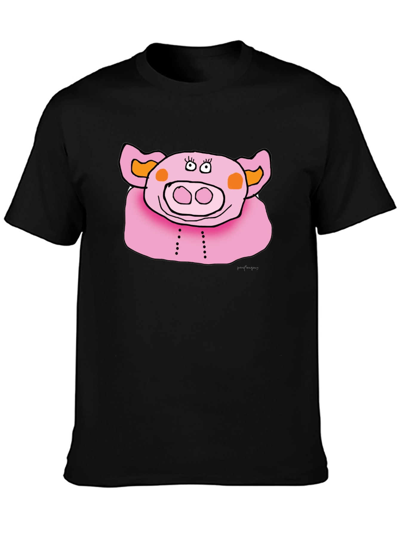 Fun Pig Graphic Tee - Mens Black Cotton T-Shirt