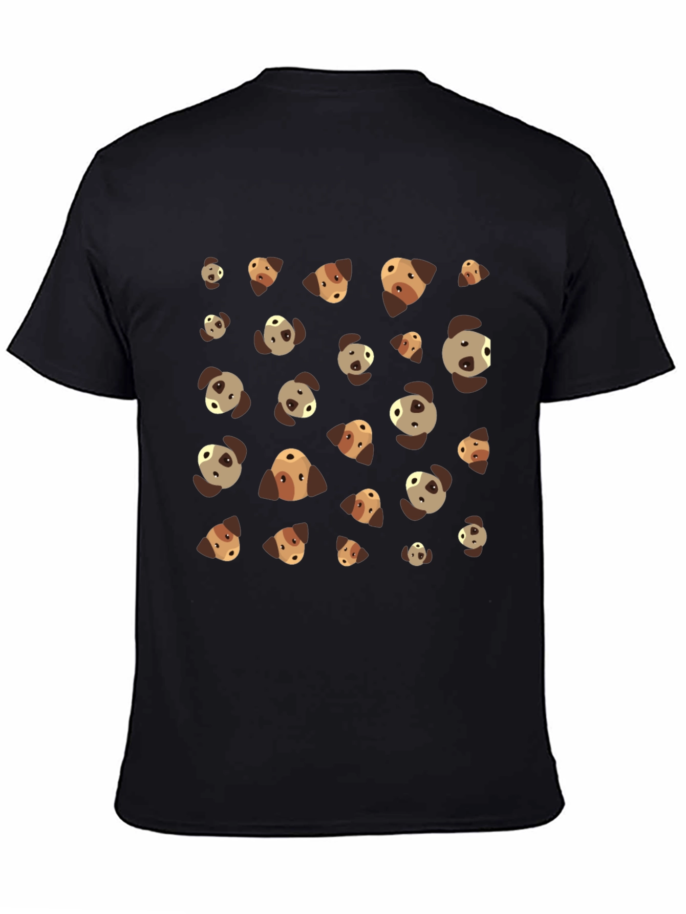 Dog Patterned Black T-Shirt