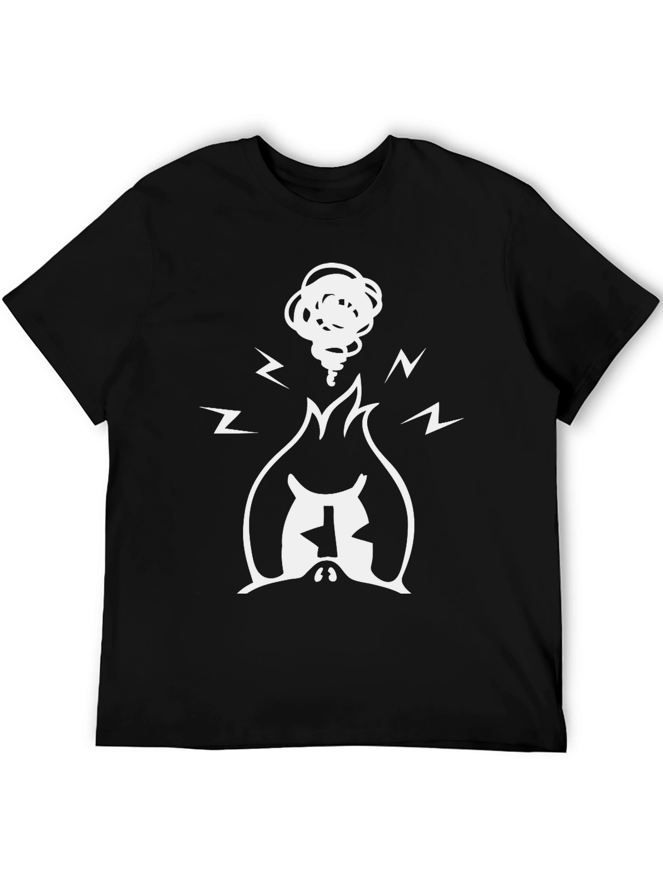 Graphic Tee - Burning Head - Black Cotton Blend