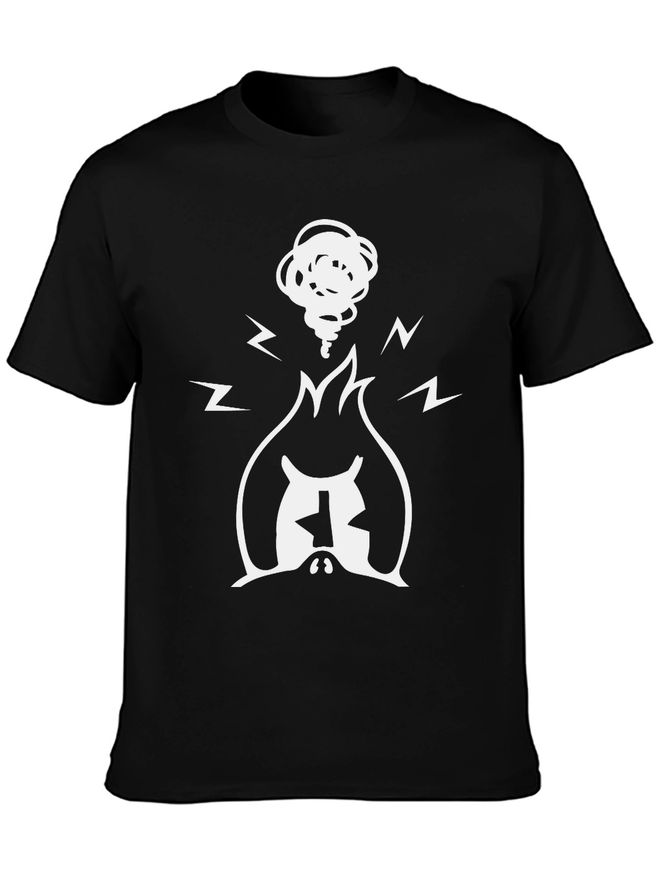 Graphic Tee - Burning Head - Black Cotton Blend