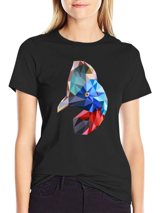 Geometric Bird Graphic Black T-Shirt