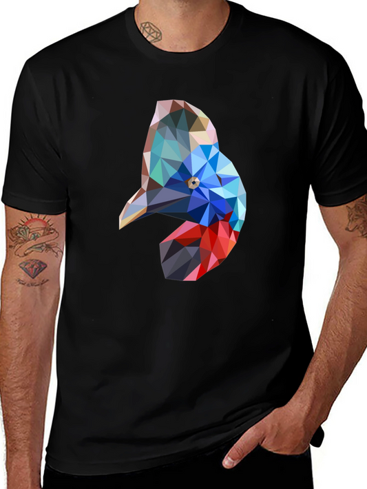 Geometric Bird Graphic Black T-Shirt