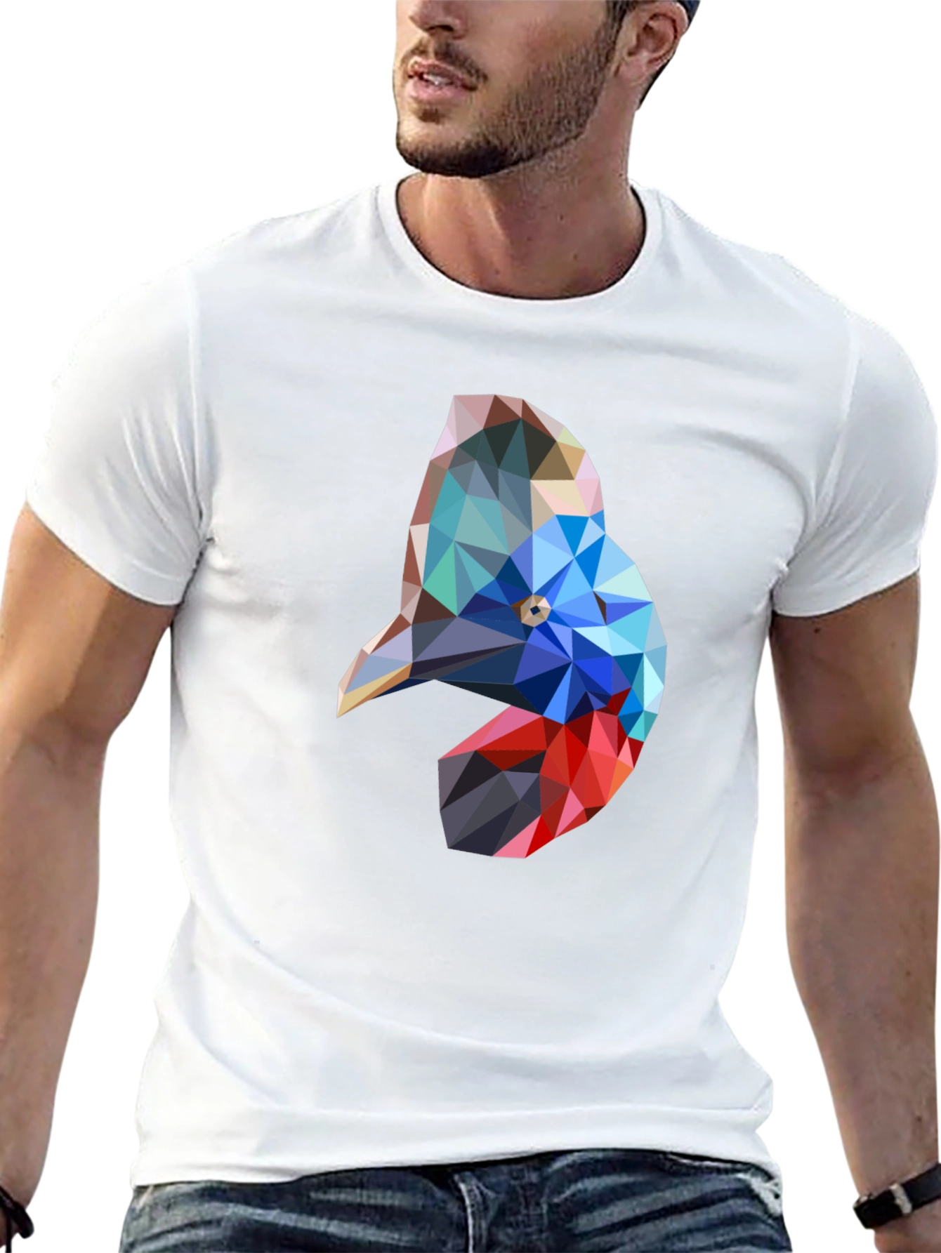 Geometric Bird Graphic Black T-Shirt