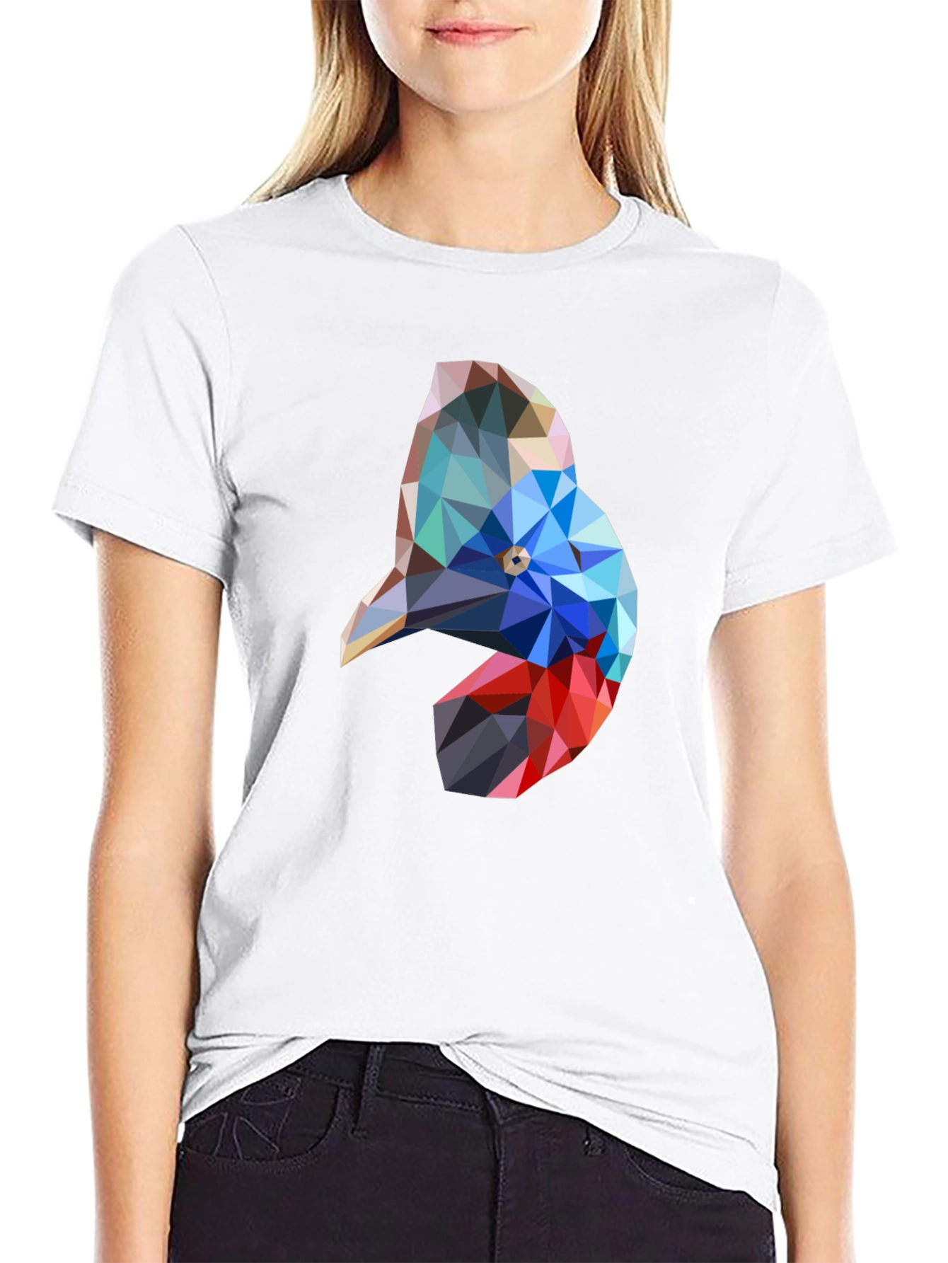 Geometric Bird Graphic Black T-Shirt