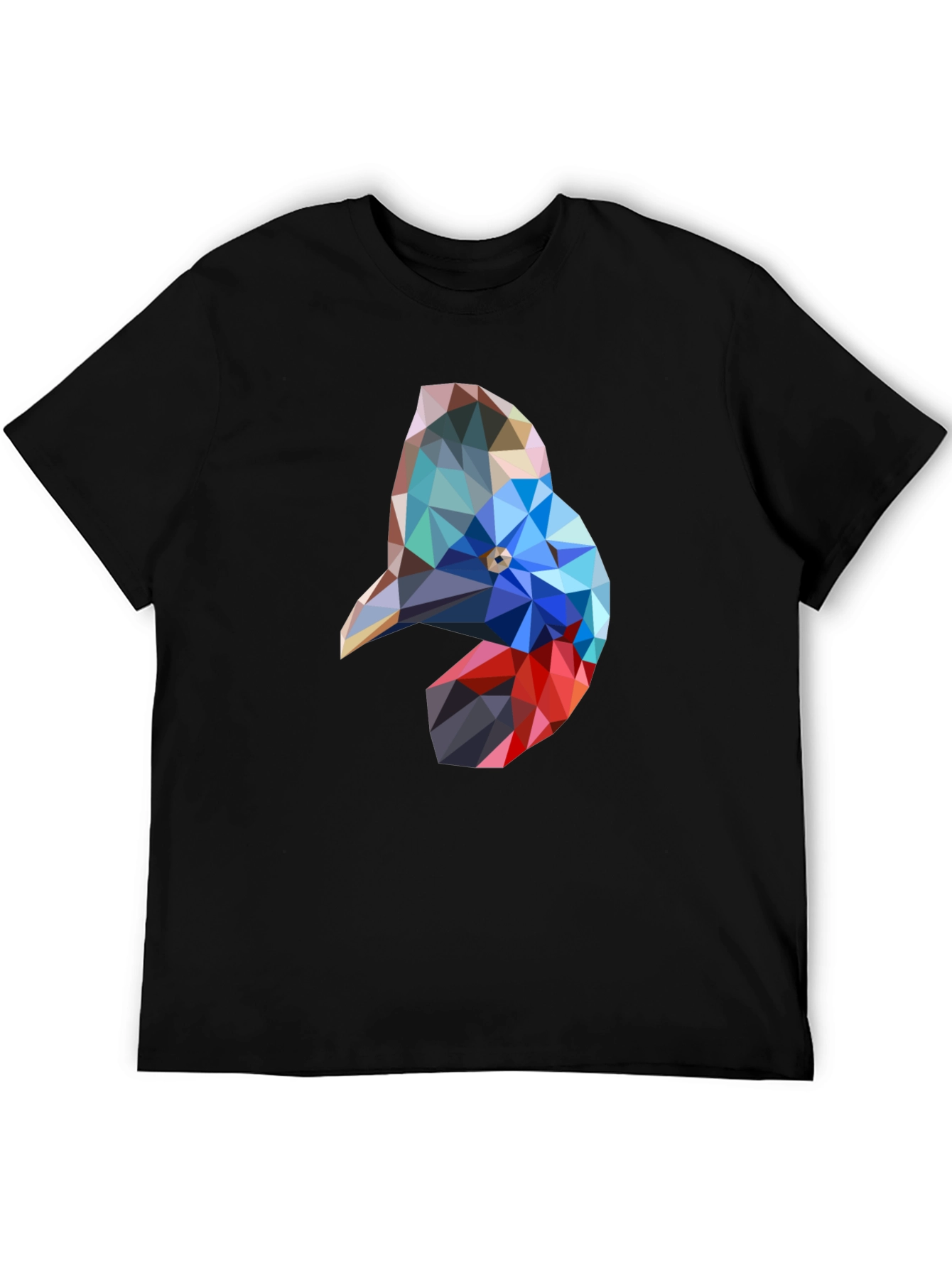 Geometric Bird Graphic Black T-Shirt