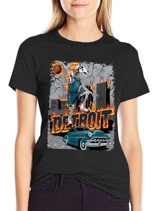 Detroit Skeleton Basketball T-Shirt