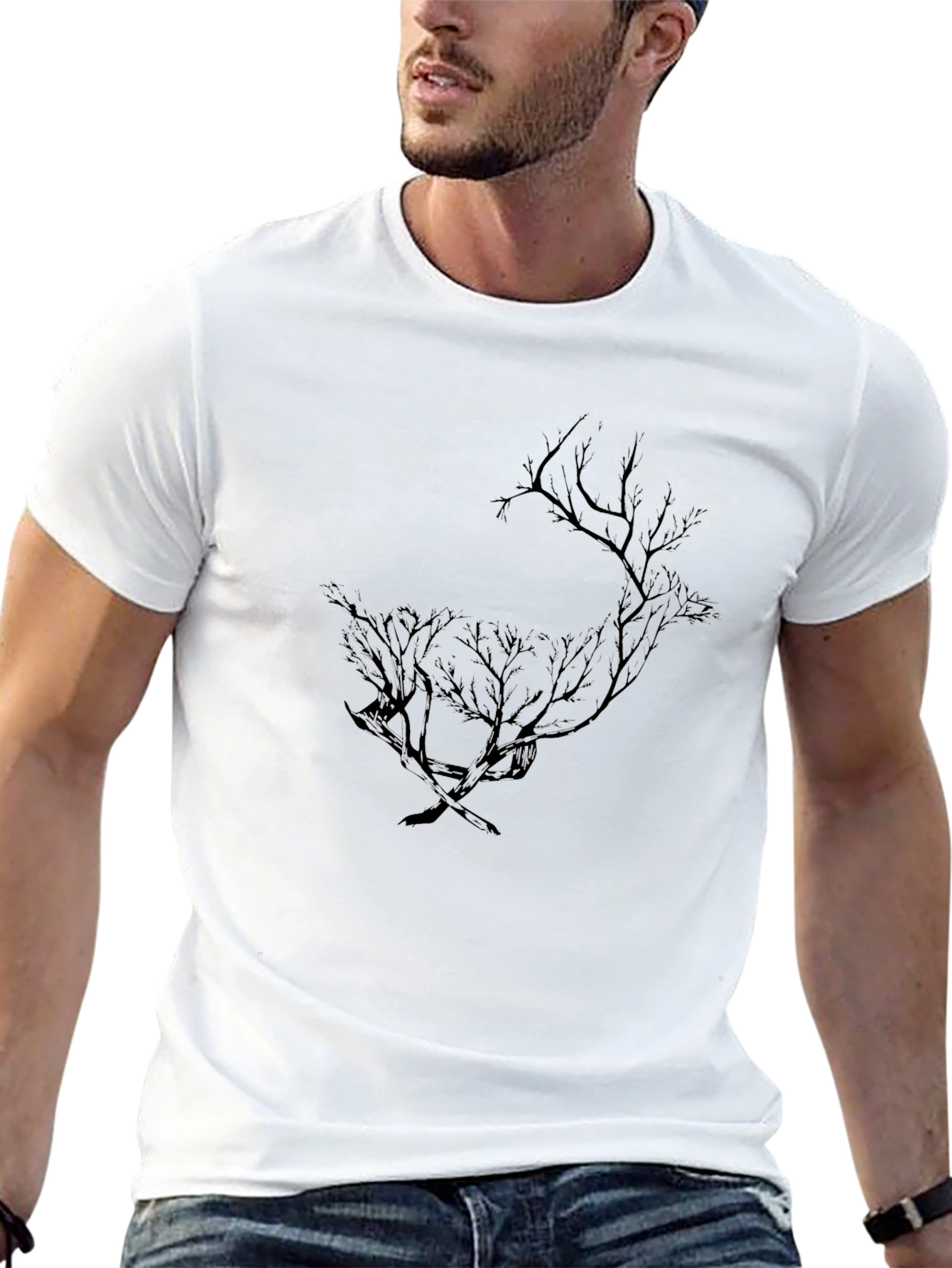 Mens Black Tree Silhouette Graphic Tee