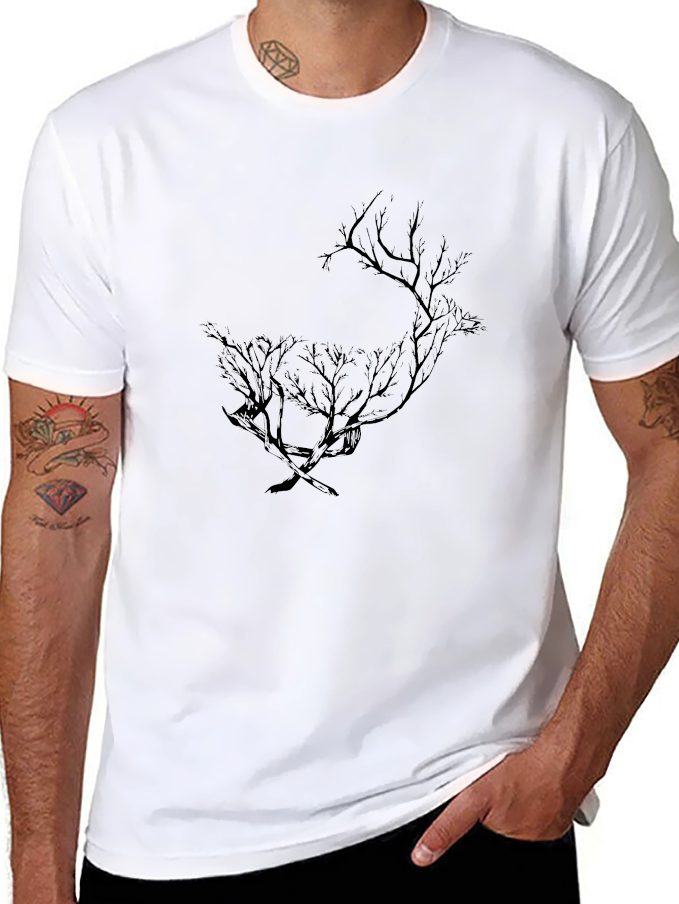 Mens Black Tree Silhouette Graphic Tee