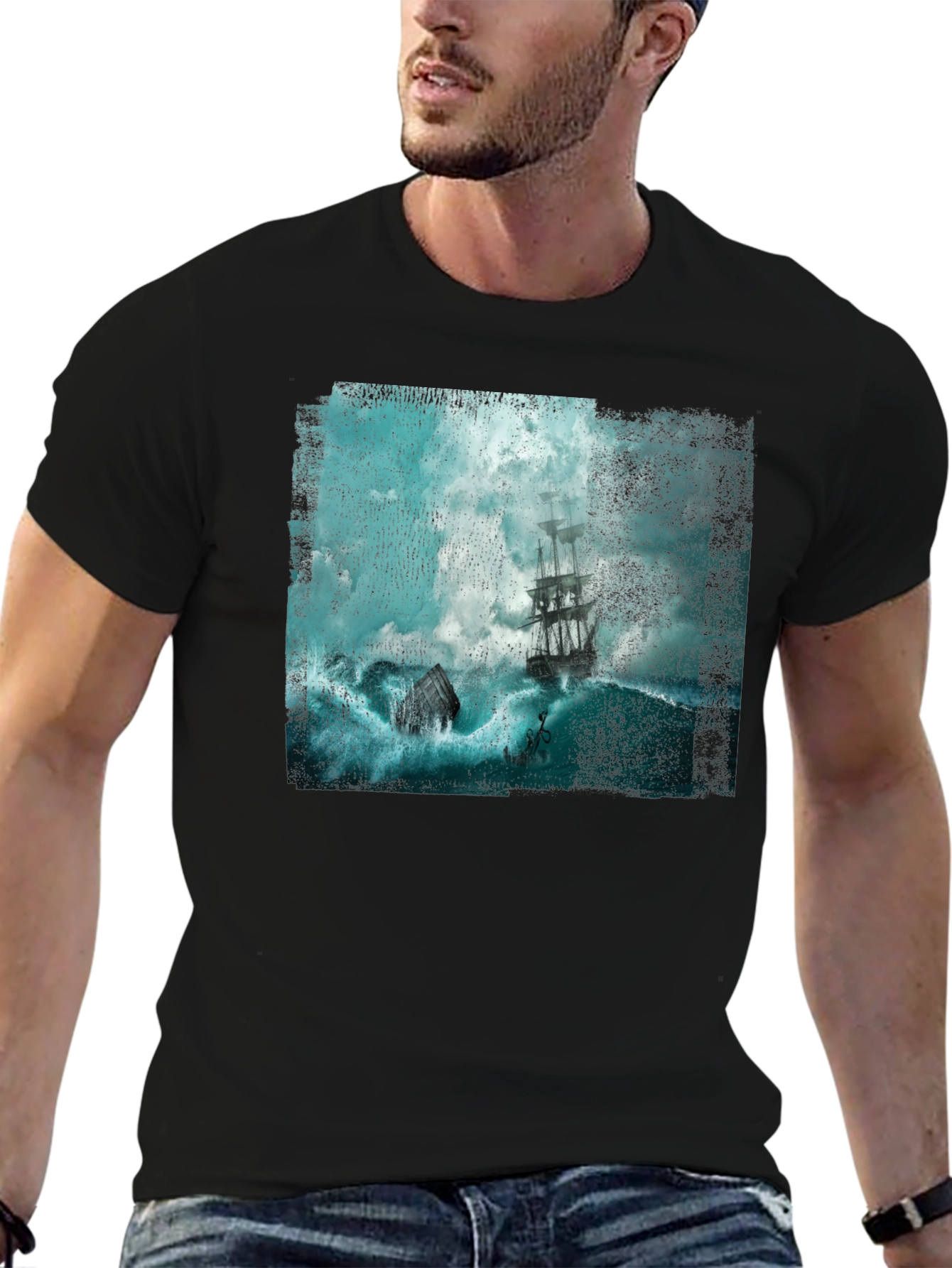 Stormy Seas Graphic Tee - Black