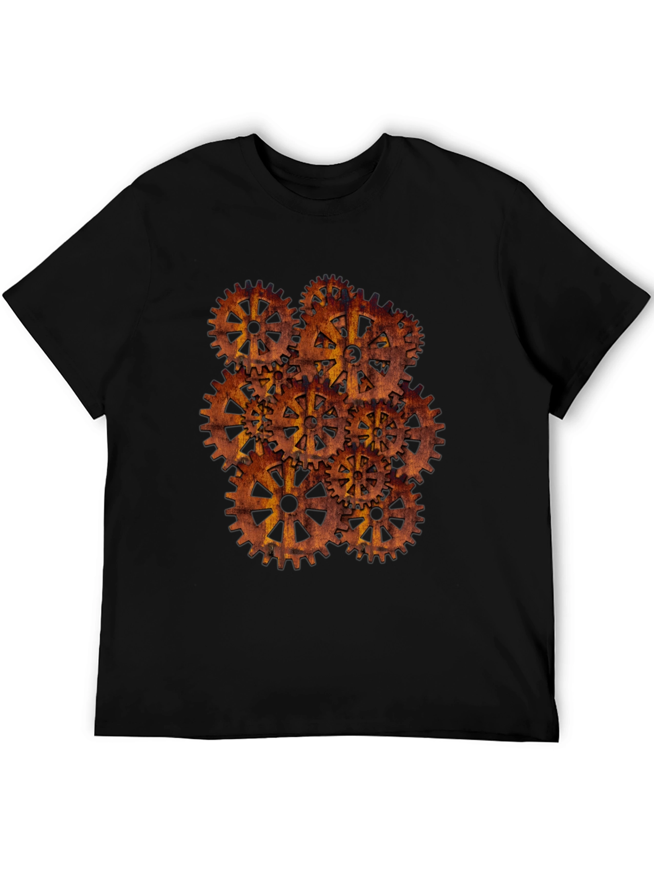 Steampunk Gear Design Black T-Shirt