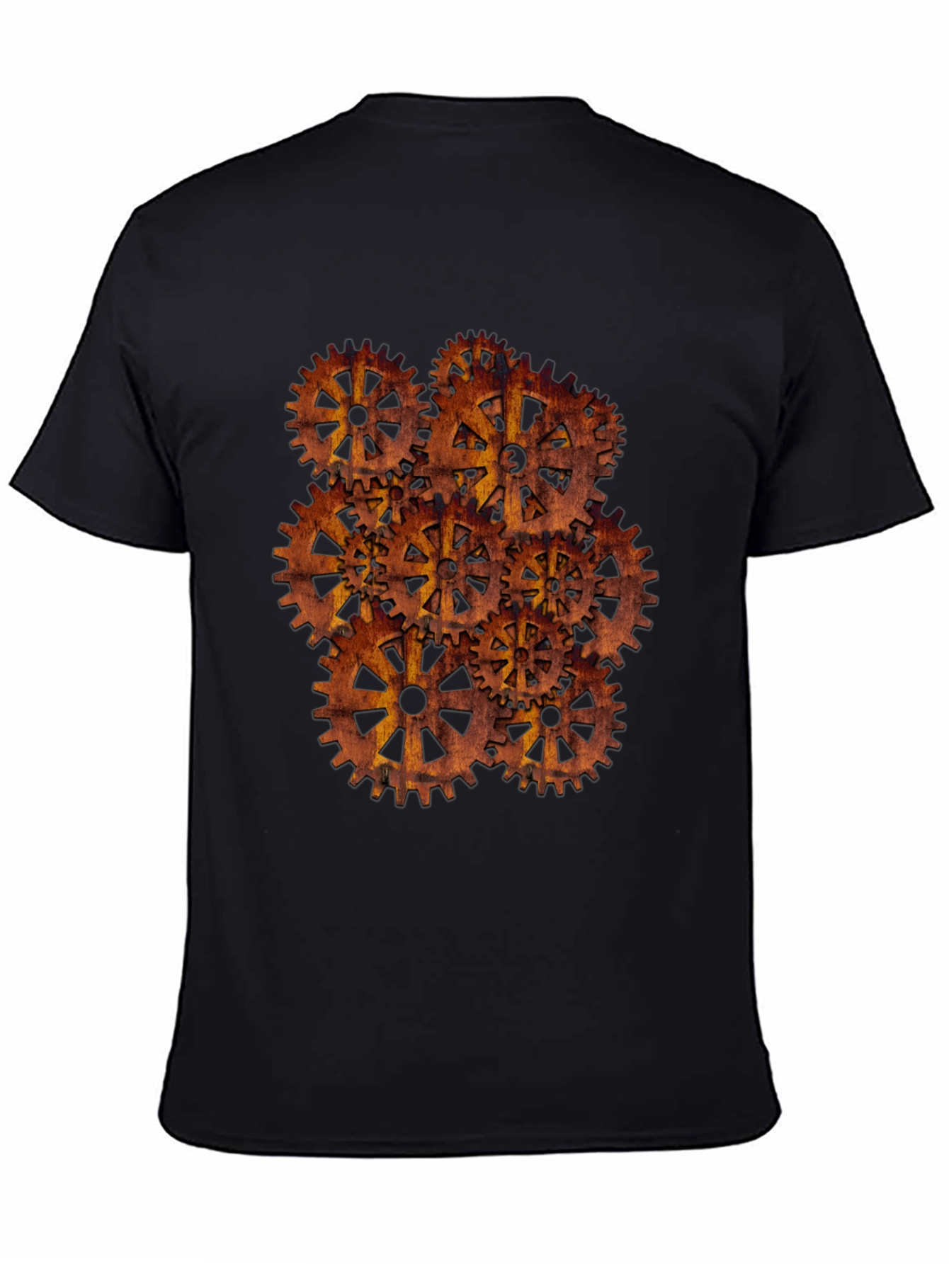 Steampunk Gear Design Black T-Shirt