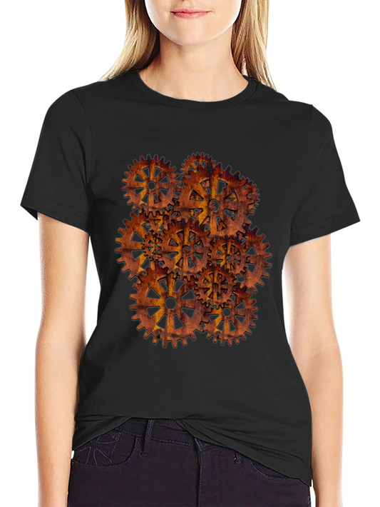 Steampunk Gear Design Black T-Shirt