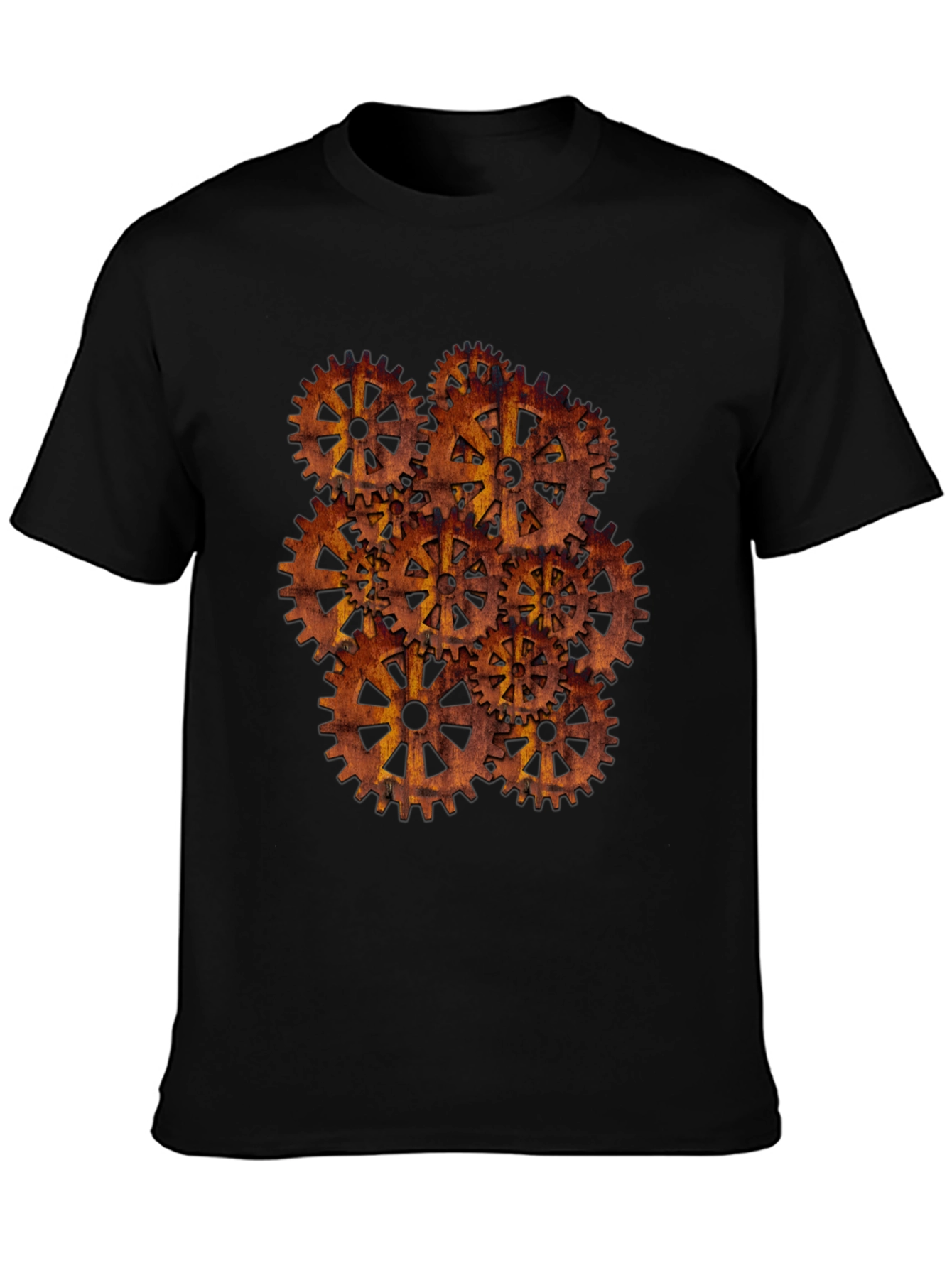 Steampunk Gear Design Black T-Shirt