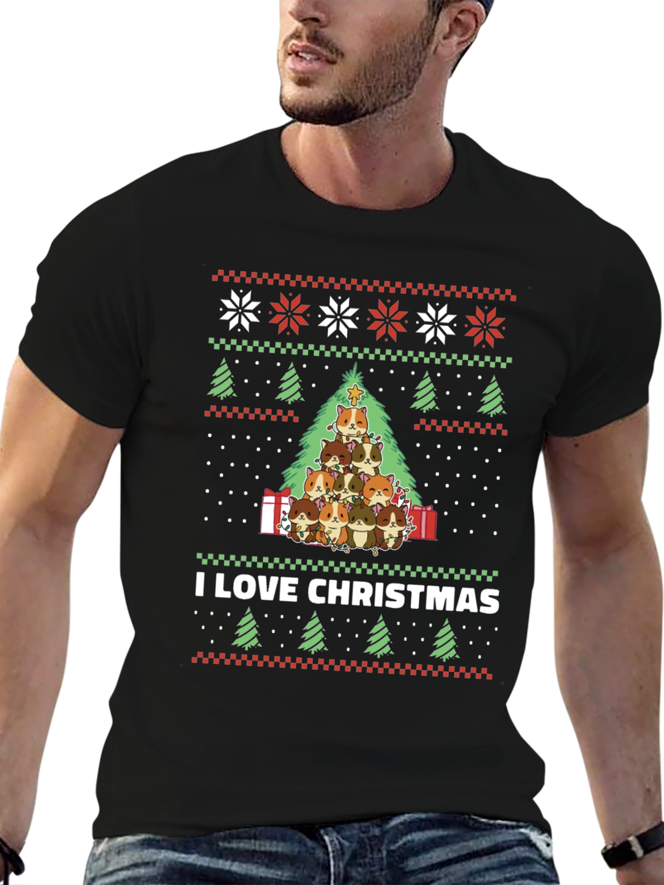 I Love Christmas Guinea Pig Tree T-Shirt