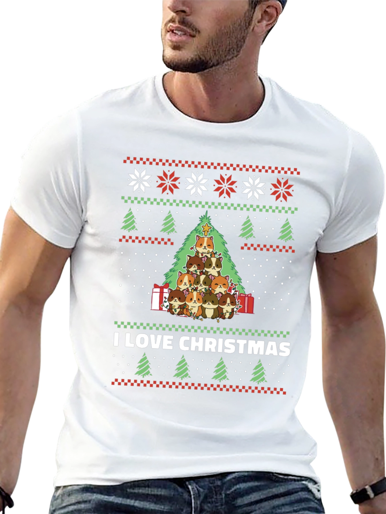 I Love Christmas Guinea Pig Tree T-Shirt