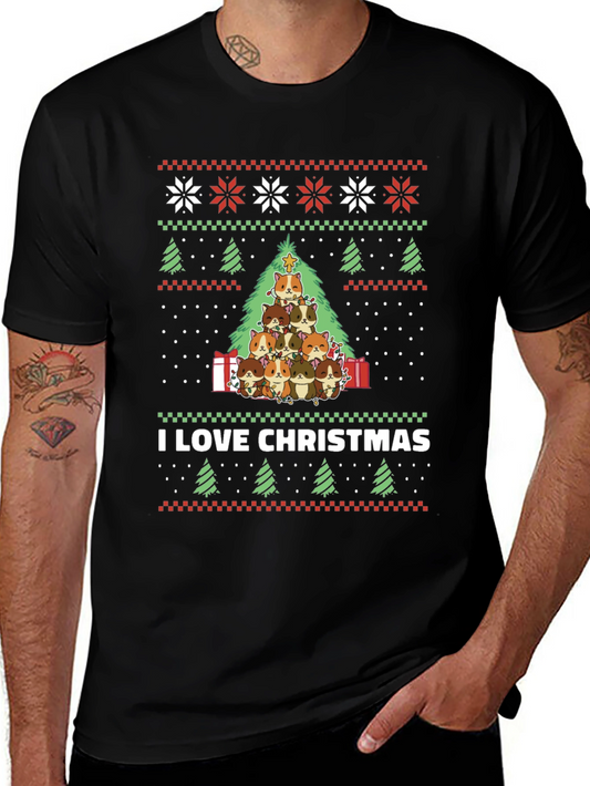I Love Christmas Guinea Pig Tree T-Shirt