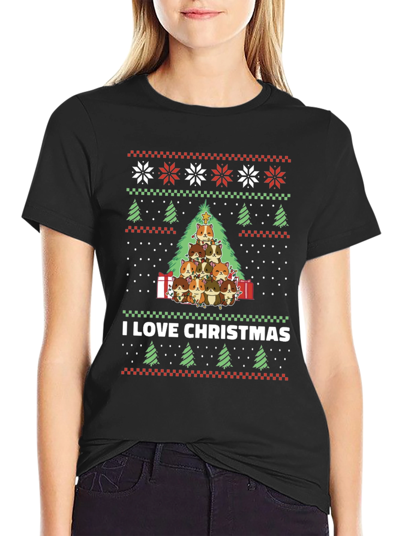 I Love Christmas Guinea Pig Tree T-Shirt