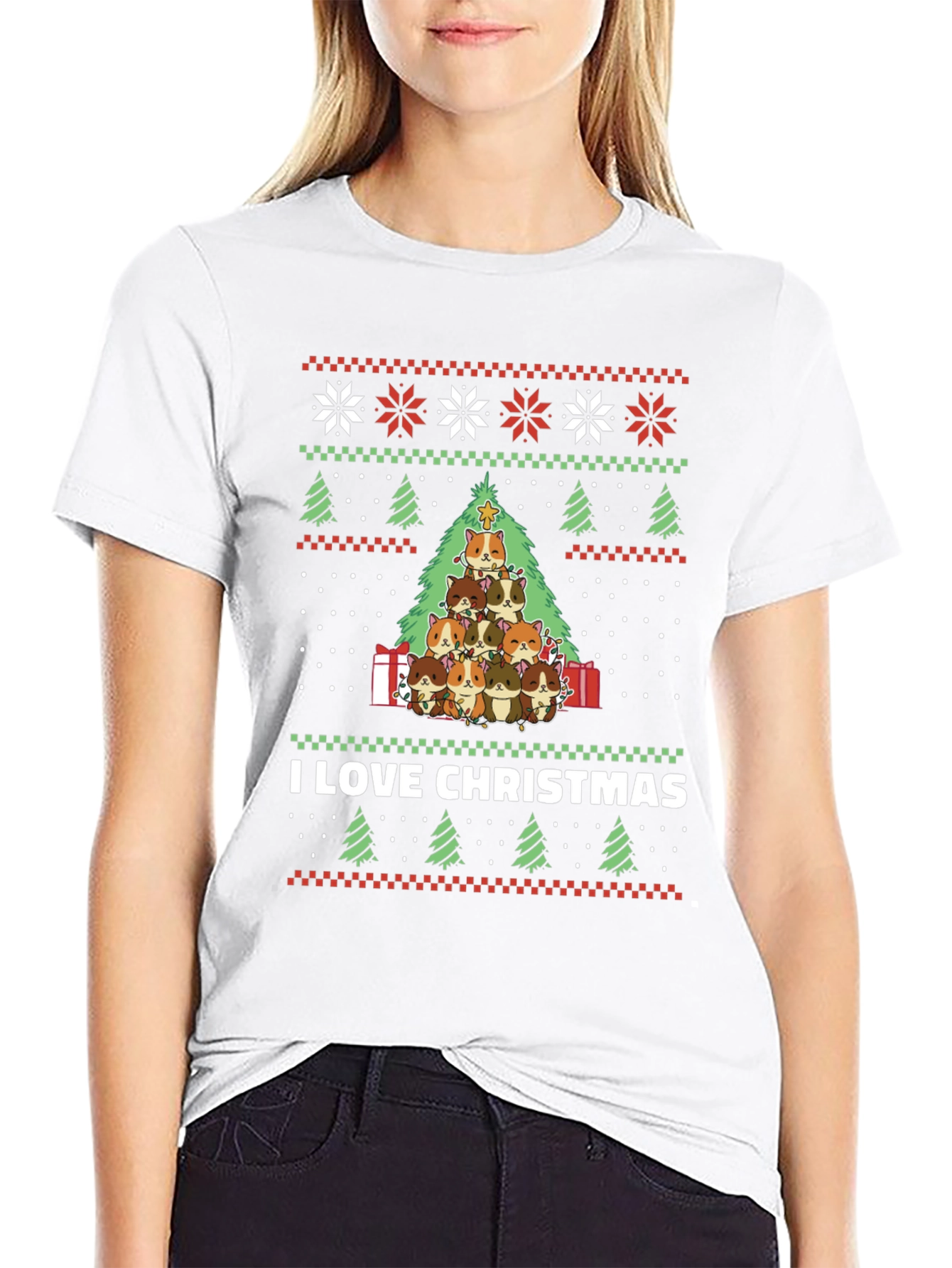 I Love Christmas Guinea Pig Tree T-Shirt