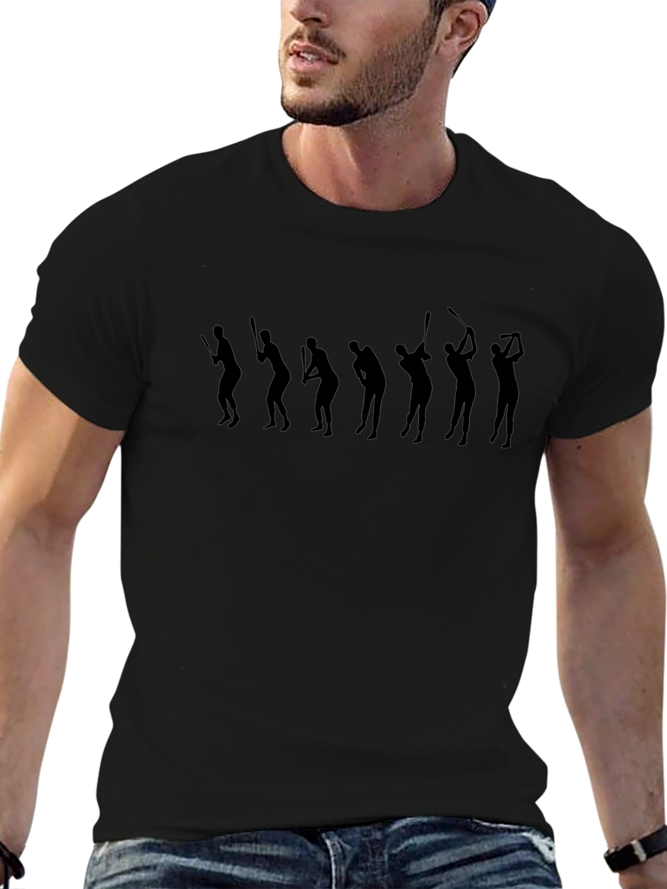 Mens Black Golf Swing Silhouette Graphic Tee