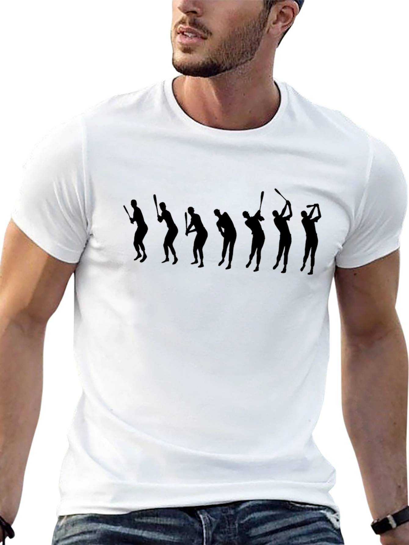 Mens Black Golf Swing Silhouette Graphic Tee