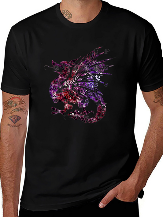Dragon Graphic Tee - Artistic Patterned Design