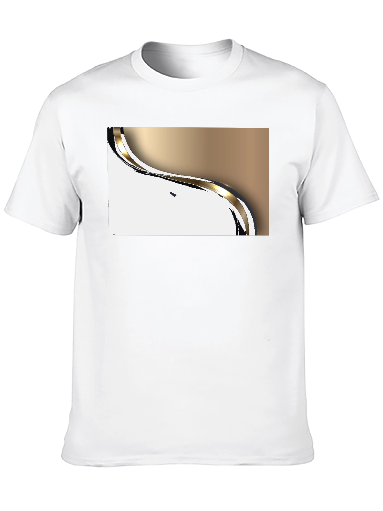 Modern Gold Wave Graphic Black T-Shirt