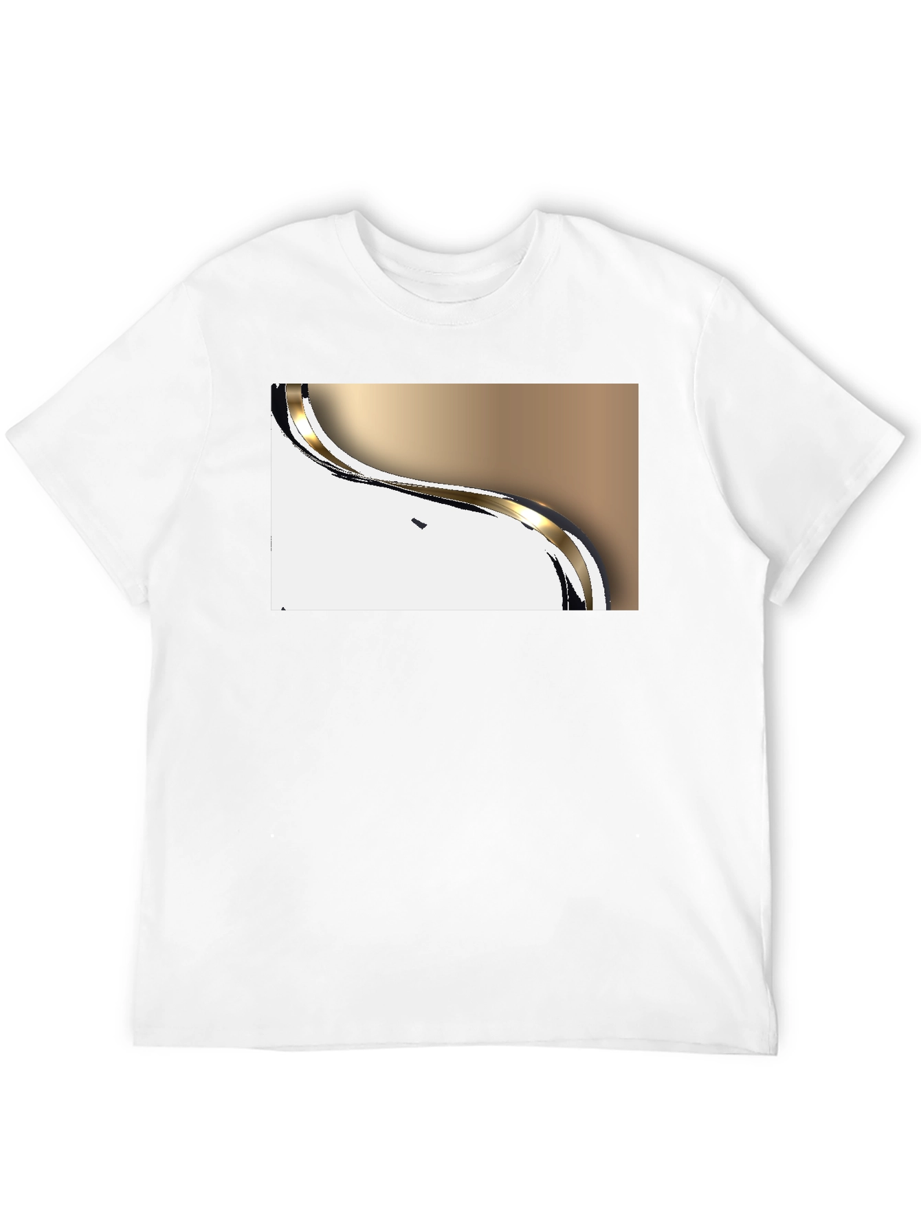 Modern Gold Wave Graphic Black T-Shirt