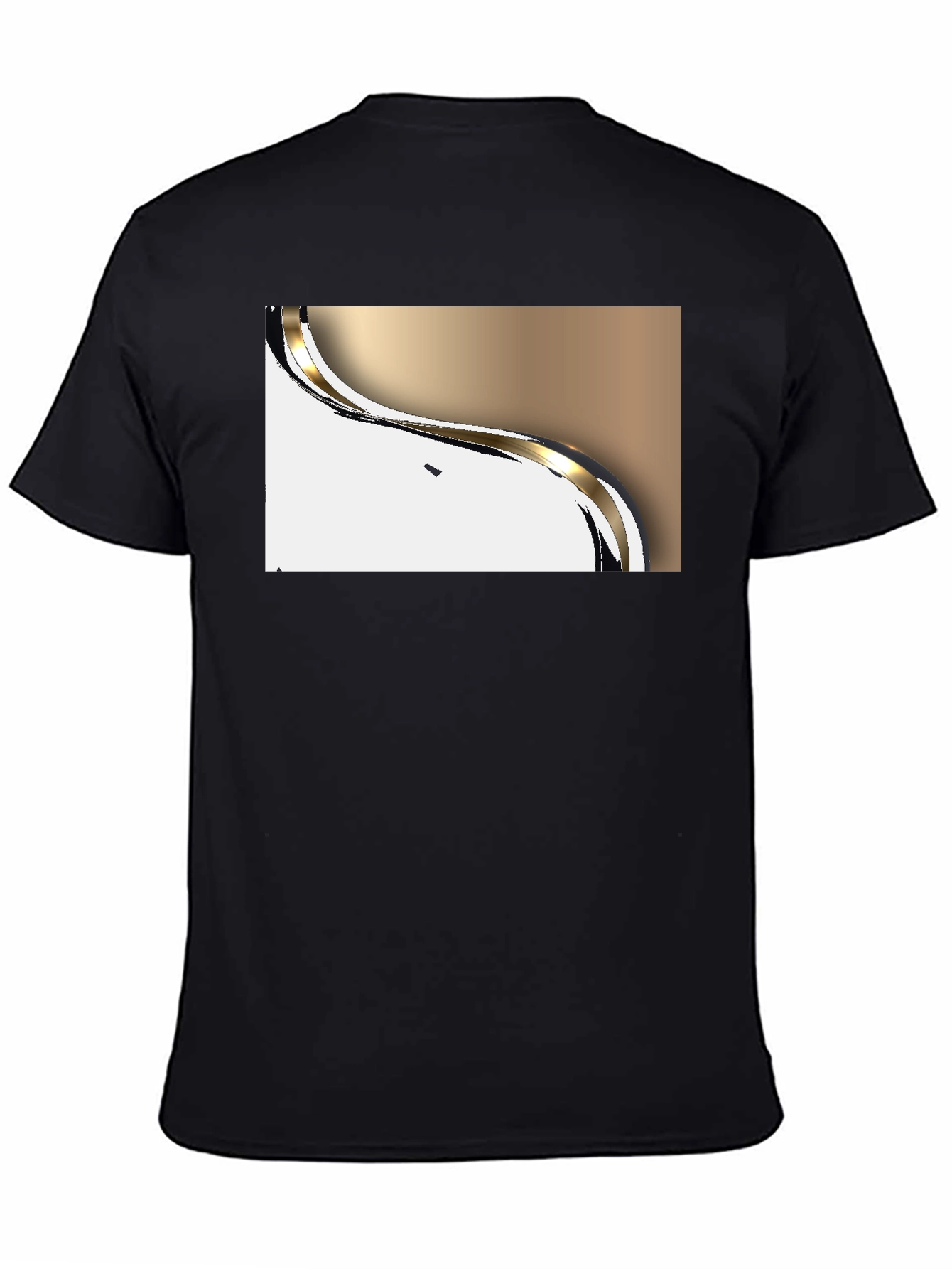 Modern Gold Wave Graphic Black T-Shirt