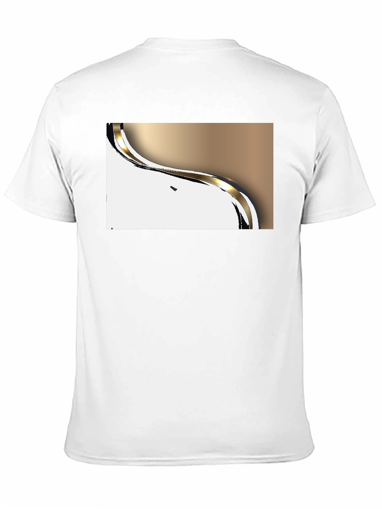 Modern Gold Wave Graphic Black T-Shirt