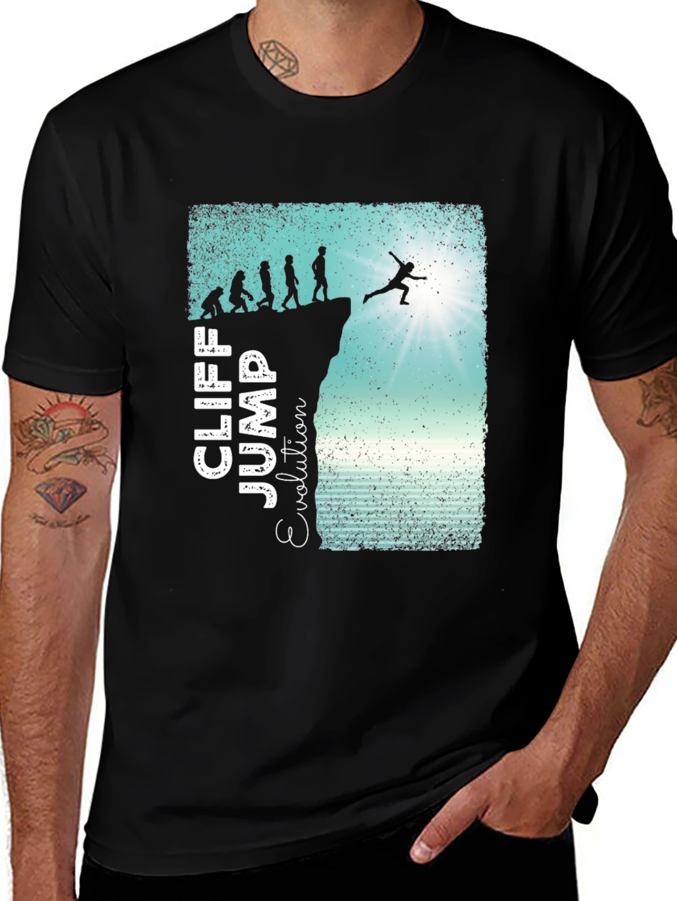 Cliff Jump Evolution Graphic T-Shirt