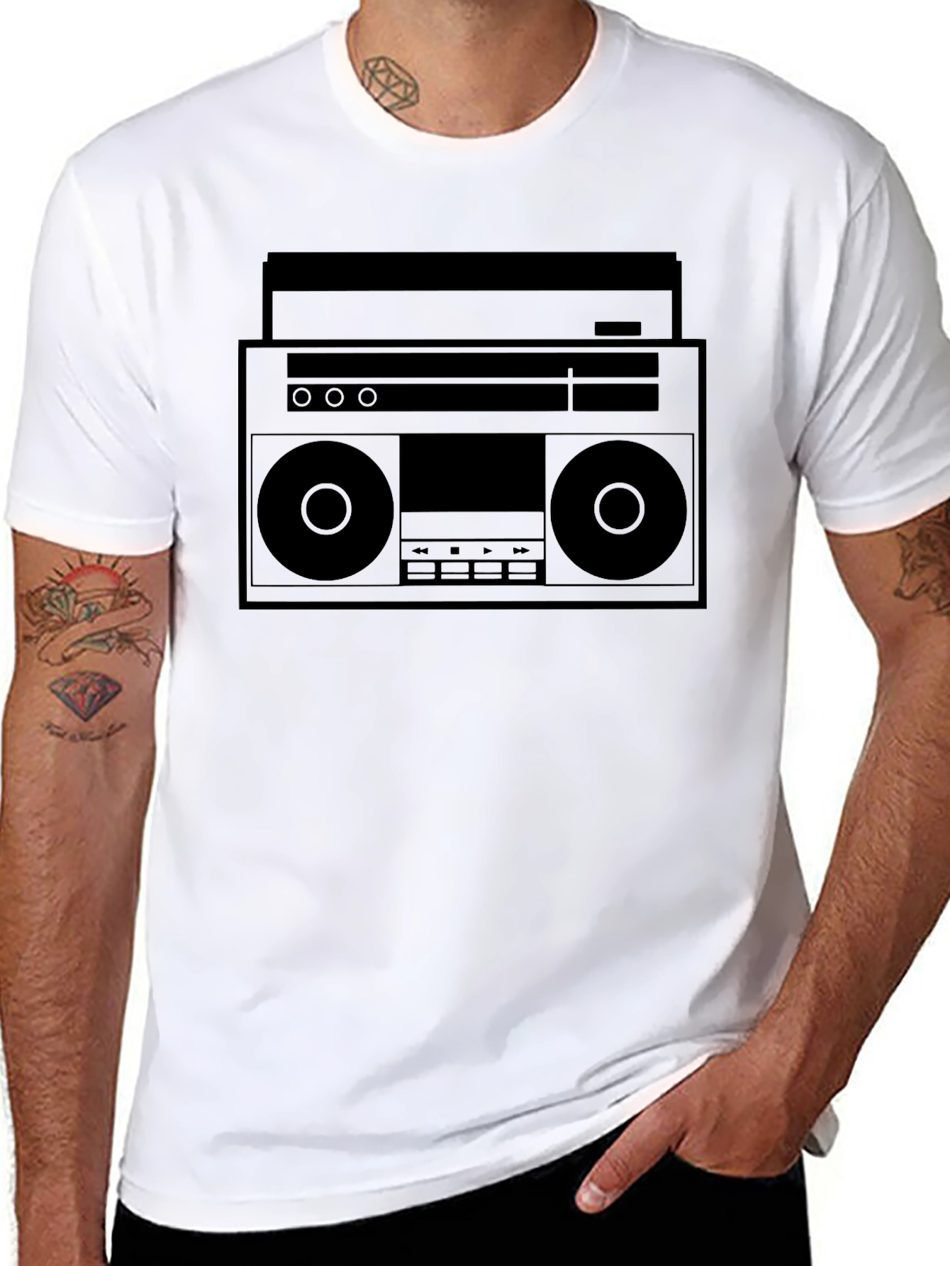 Retro Boombox Graphic Tee - Classic 80s Style