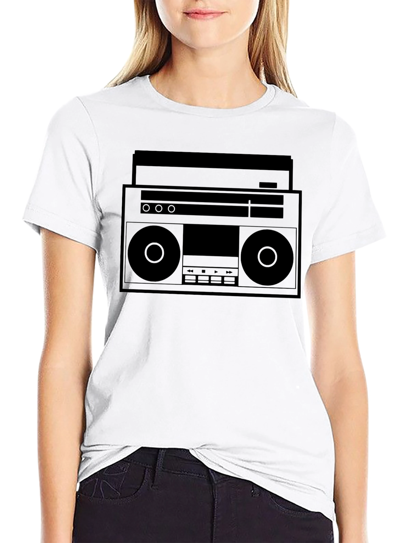 Retro Boombox Graphic Tee - Classic 80s Style