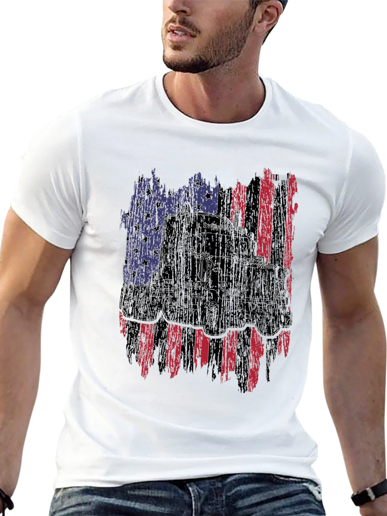 Trucker USA Flag Graphic T-Shirt