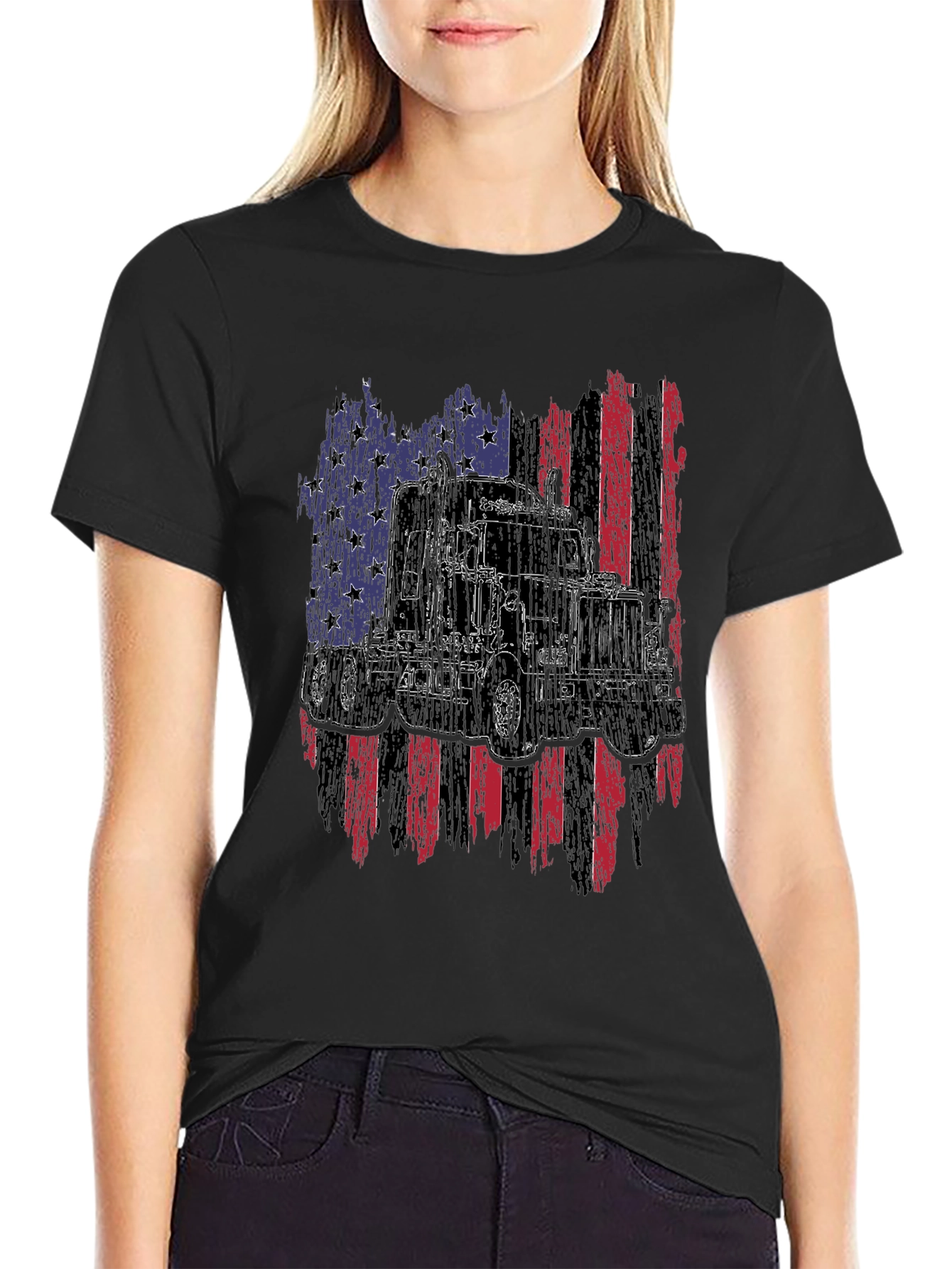 Trucker USA Flag Graphic T-Shirt
