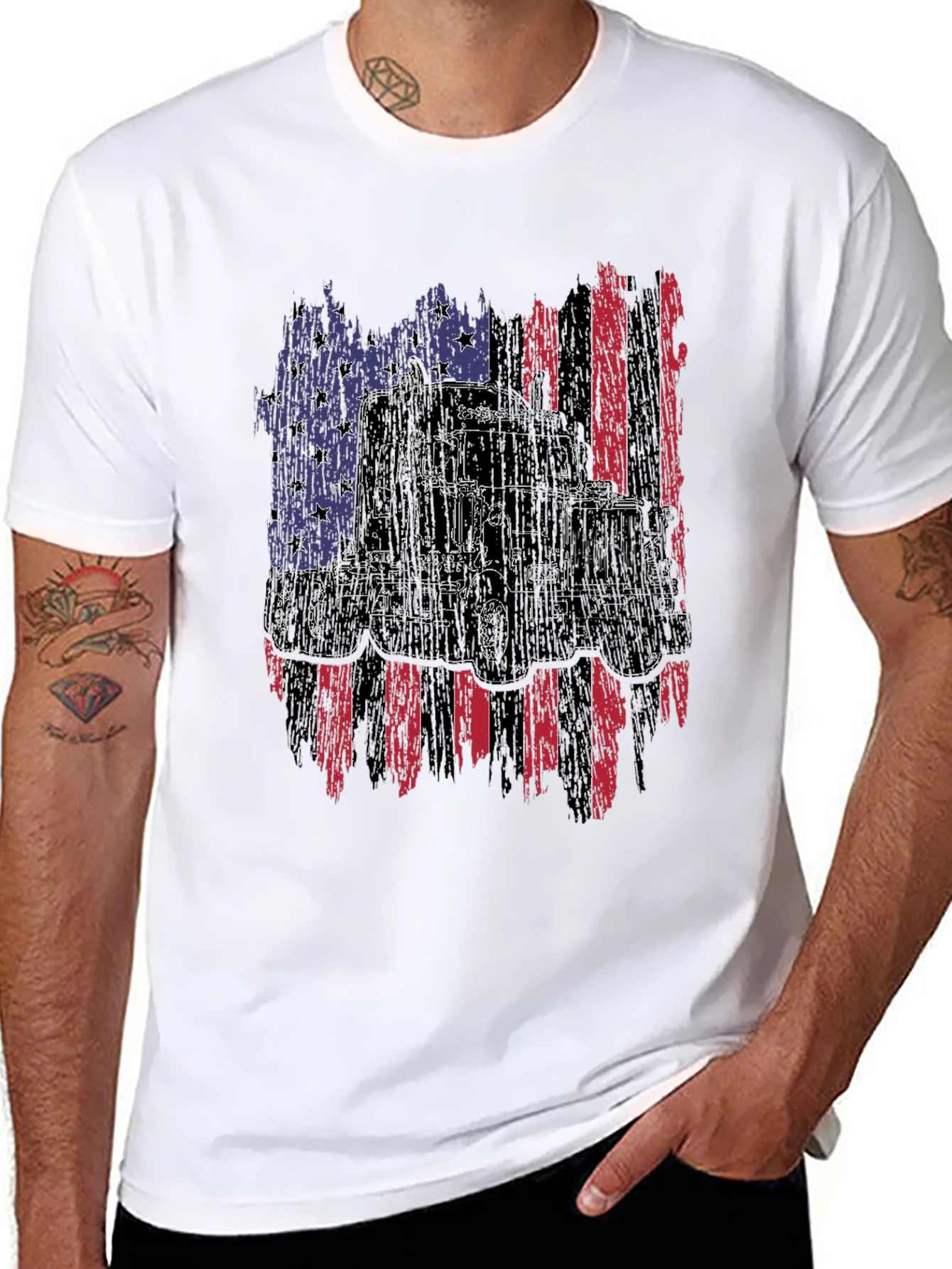 Trucker USA Flag Graphic T-Shirt