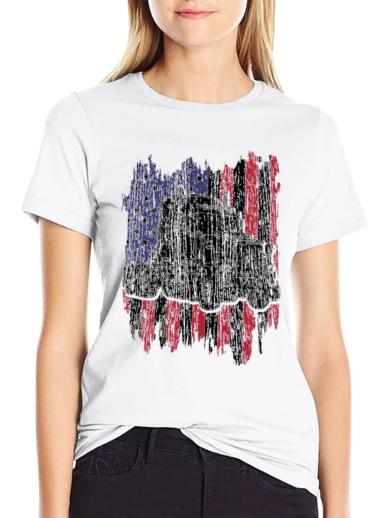Trucker USA Flag Graphic T-Shirt