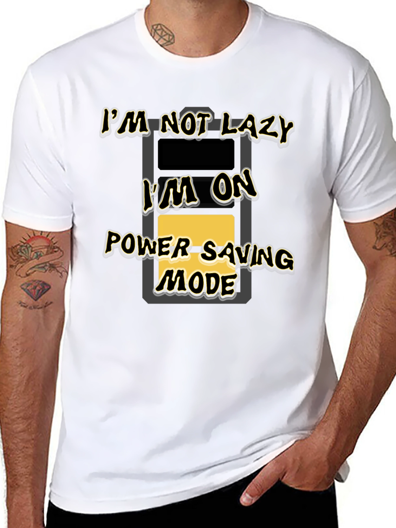 Funny Im On Power Saving Mode Black T-Shirt