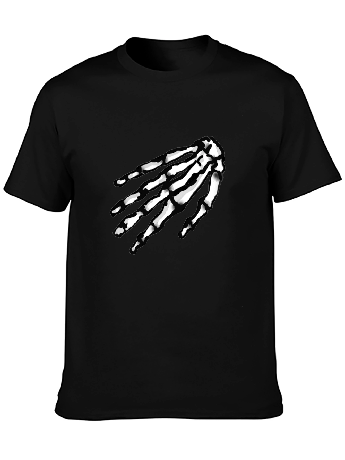 Skeleton Hand Graphic Tee - Black Cotton T-Shirt