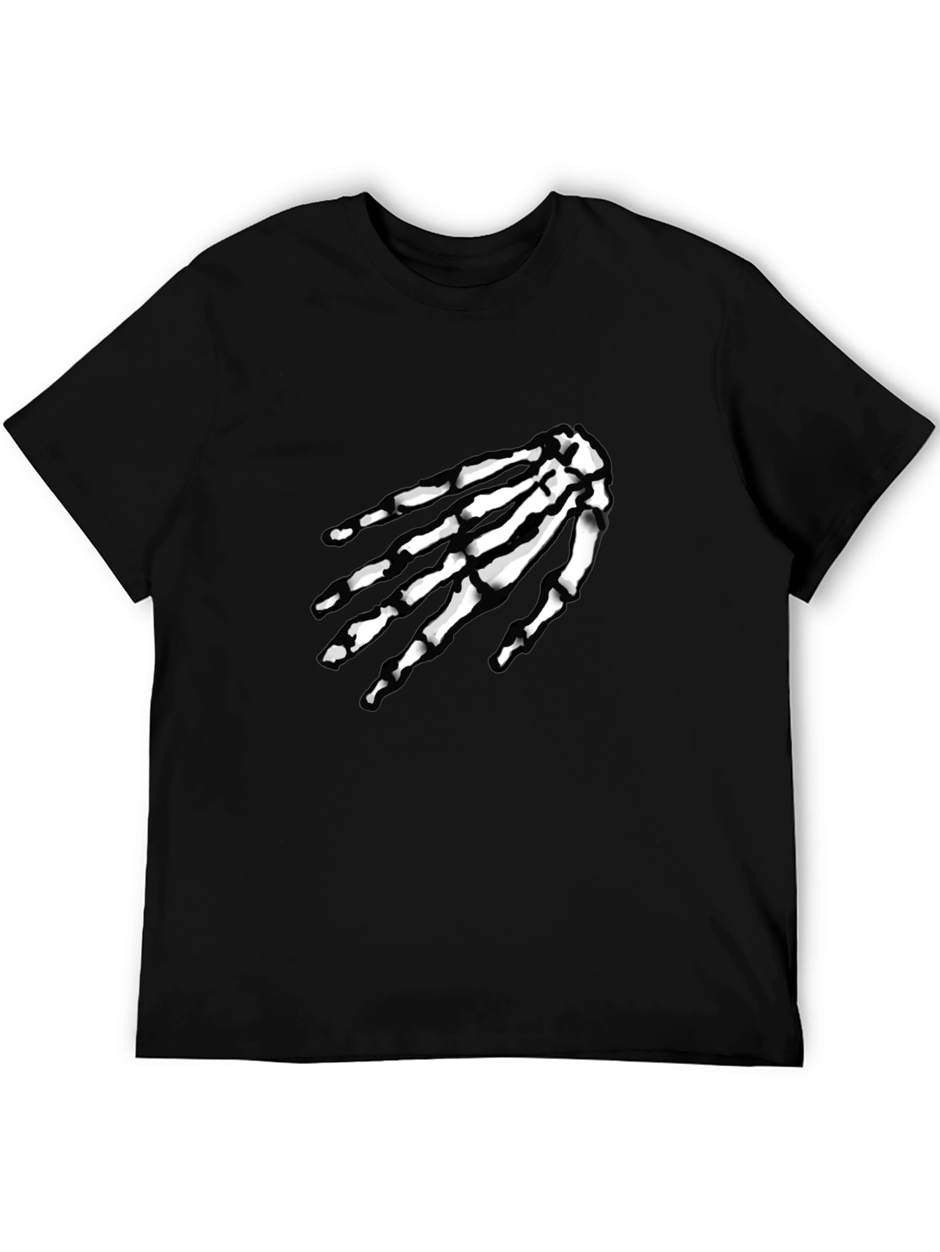 Skeleton Hand Graphic Tee - Black Cotton T-Shirt