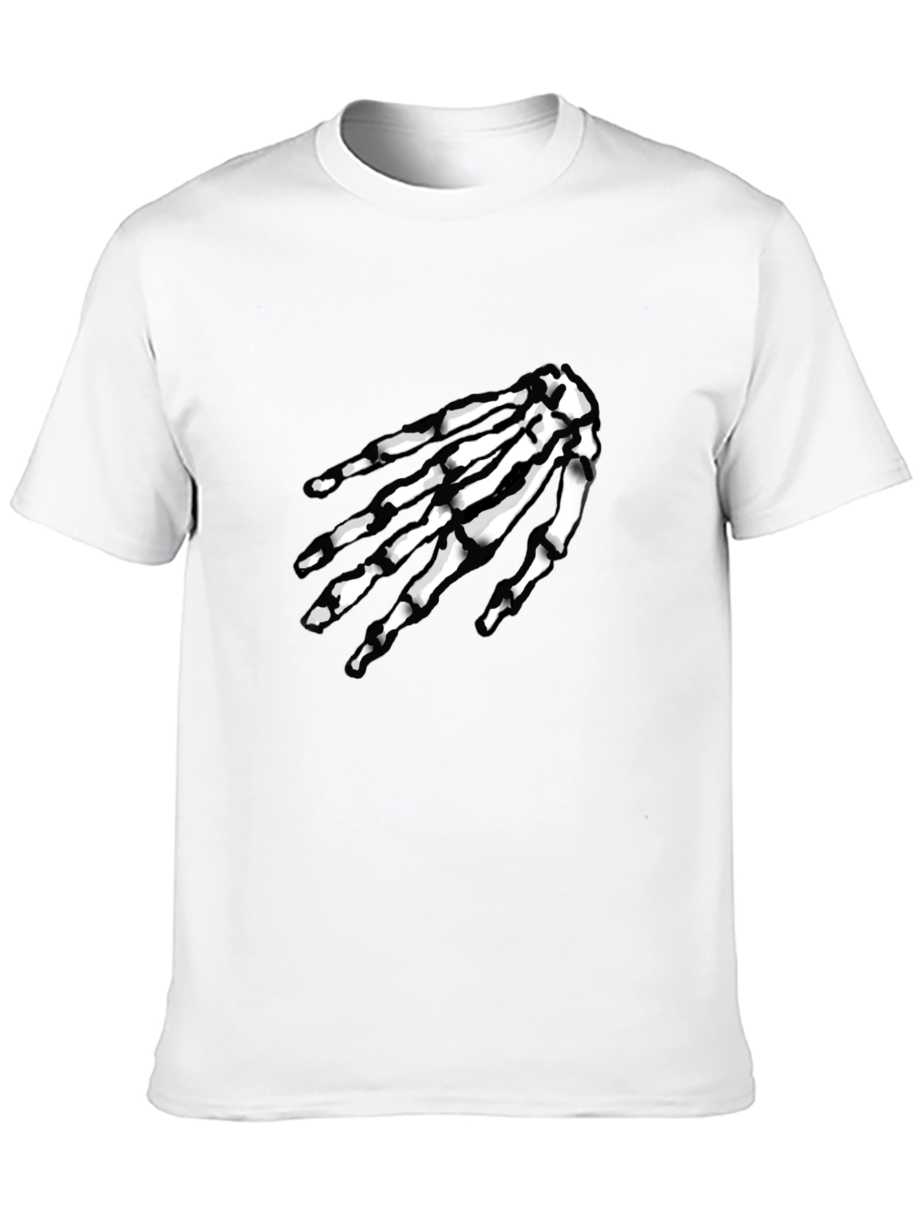 Skeleton Hand Graphic Tee - Black Cotton T-Shirt