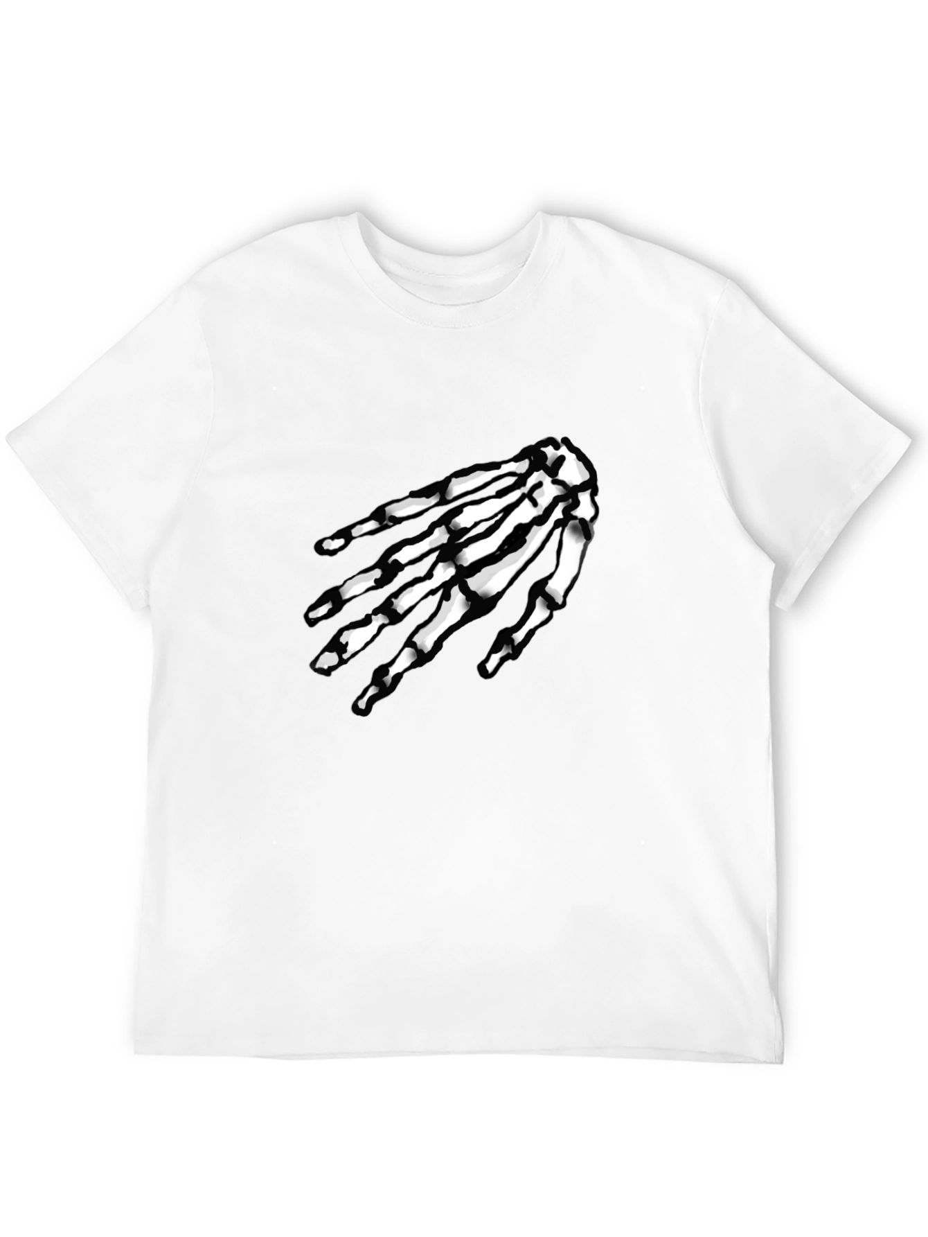 Skeleton Hand Graphic Tee - Black Cotton T-Shirt
