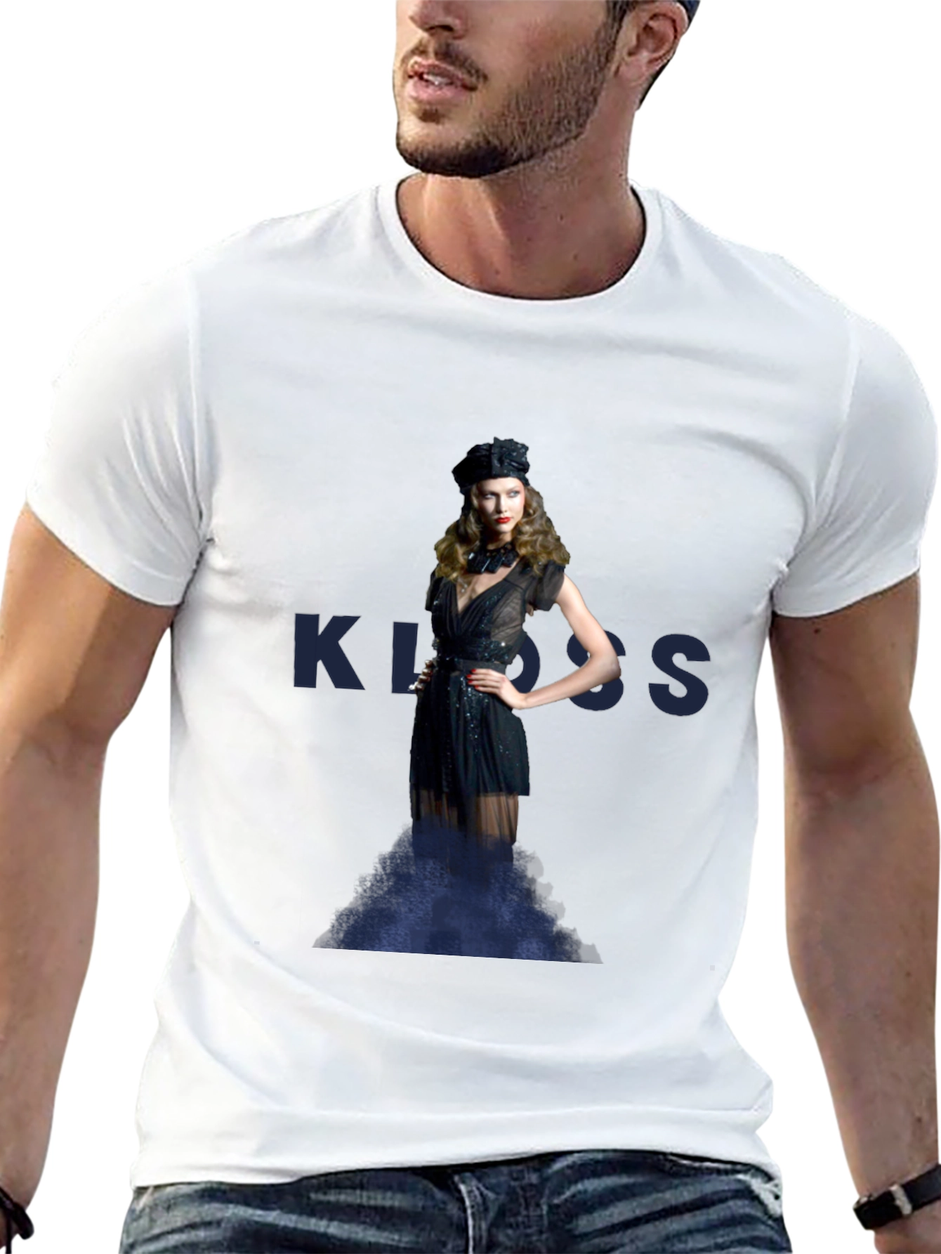 Woman in Black Dress Graphic T-Shirt